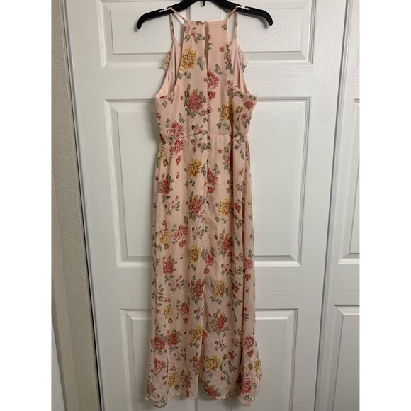 No Boundaries Junior's Floral Wrap Ruffle Empire Waist Maxi Dress Size L (11-13) - Picture 4 of 7